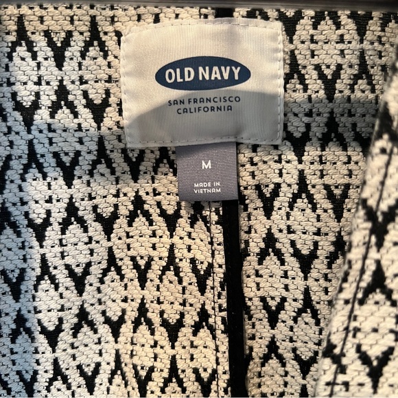 Old Navy Jacquard Open Front Jacket Size Medium Cream and Black Patterned - Picture 10 of 10